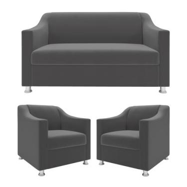 Imagem de Recepção Clínica Sofisticada: Namoradeira 2l + 2 Poltronas - Móveis Ma