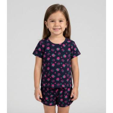 Imagem de Pijama Infantil Feminino Blusa E Short Select Azul, 6, Azul