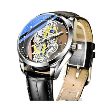Imagem de Relógio De Pulso Masculino De Luxo Dourado Com Esqueleto Automático E 