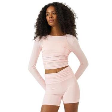 Imagem de Cropped Colcci Slim Com Franzido Lateral Rosa Arabesque Feminino-Feminino