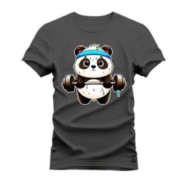 Imagem de Camiseta Plus Size Algodão Estampada Confortável Panda Fitness-Unissex