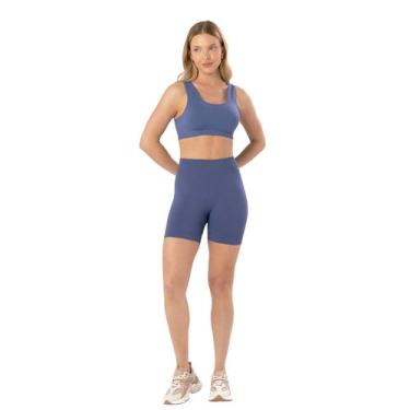 Imagem de Shorts Sem Costura Selene Bermuda Fitness Academia Corrida, G, 277, Az