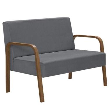 Imagem de Poltrona 2 Lugares Jade Braço Madeira Dsalla Suede - D SALLA