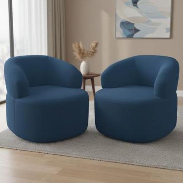 Imagem de Kit 02 Poltronas Giratória Orgânica Para Sala de Estar Living Helena L