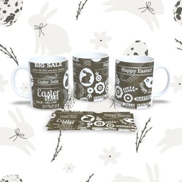 Imagem de Caneca de Porcelana Páscoa 67 para Bebidas 325ML Decorada Temática Branca Outras Marcas