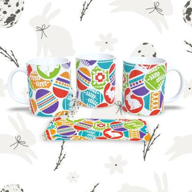 Imagem de Caneca de Porcelana Páscoa 31 para Bebidas 325ML com Estampa Temática Compatível com Mi...