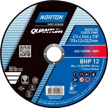 Imagem de Disco de Corte, 115 mm x 1,2 mm x 22,23 mm, BHP 12 Norton OstenVonder
