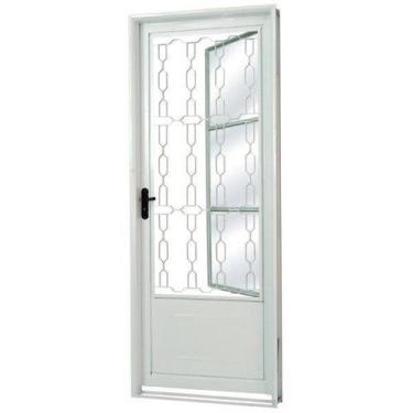 Imagem de Porta de Aço Postigo 215x85cm com Grade Elo Minas Sul Mgm Abertura Esq