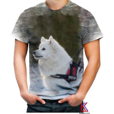 Imagem de Camiseta Desgaste Cachorro Spitz Japonês na Neve Fofo 1 - Kasubeck Sto