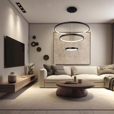 Imagem de Lustre Moderno Pendente Sala Cozinha Decorativo LED 3 Arcos Posições A