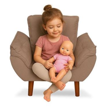 Imagem de Mini Poltrona Opala Decorativa Infantil Suede Cappuccino LM Decor - So