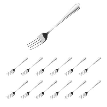 Imagem de Garfo de Sobremesa Jogo com 12 Peças Aço Inox com Acabamento Polido para Mesa Posta Uso Doméstico Inox Yeet