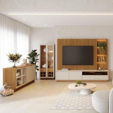 Imagem de Home Theater Ripado Tv até 82 Polegadas 240cm com Led 1 Cristaleira 2 