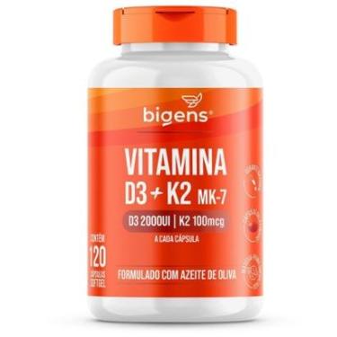 Imagem de Vitamina D3 2000ui + K2 Mk-7 100mcg 120 Caps Bigens-Unissex