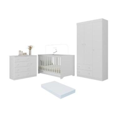 Imagem de Quarto de Bebê Completo com Berço Americano 3 em 1 Colchão Incluso Enc