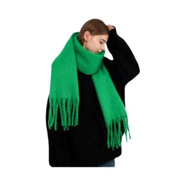 Imagem de Cachecol Feminino De Inverno Quente Com Borlas Longas De Mohair, Xale 
