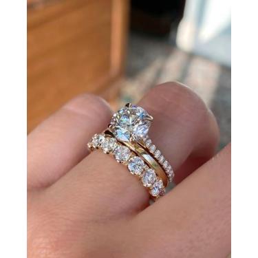 Imagem de Par de alianças Closet Joias em Ouro 18k com pedraria, 18