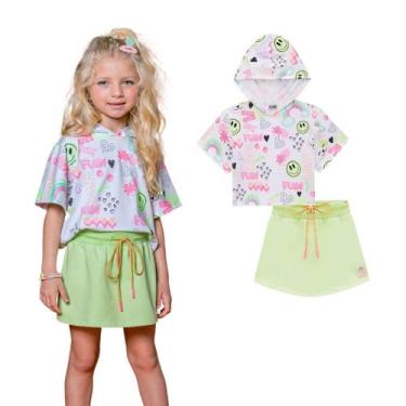 Imagem de Conjunto Infantil Blusa Boxy Emojis Short-Saia Moletom Kukiê, 14