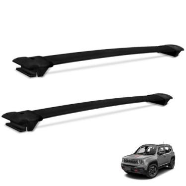 Imagem de Rack de Teto Travessa Jeep Renegade 2015 a 2021 Alumínio Preto Larga -