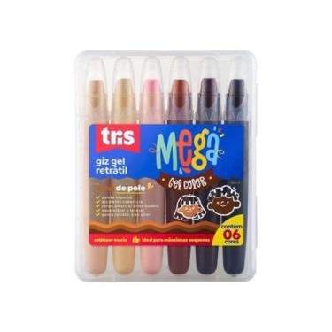 Imagem de Giz de Cera Retrátil Tris Mega Gel Tons de Pele 06 Cores