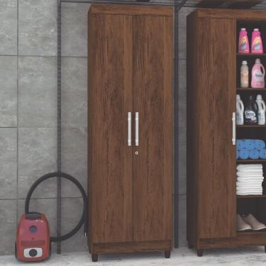 Imagem de Armário Multiuso Line 2 Portas com Chave 5 Prateleiras MDP 60cm Imbuia Vila Rica