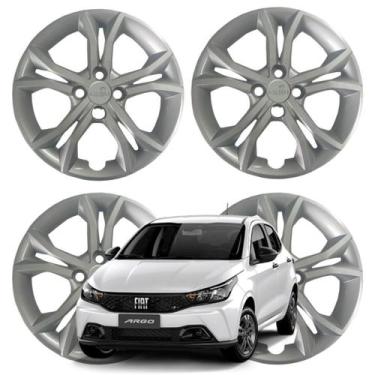 Imagem de Jogo Calota Aro 15" Fiat Argo 2023 Cubo Padrão Grafite - Grid Calotas