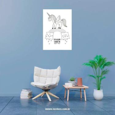 Imagem de Placa Decorativa Frase Em Algum Lugar Do Arco-Íris Infantil - Nerdecs
