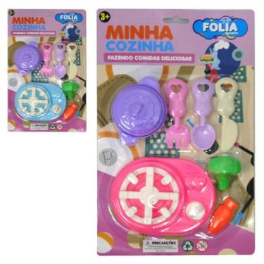 Imagem de Kit cozinha infantil com fogao + panela e acessorios minha cozinha 8 p