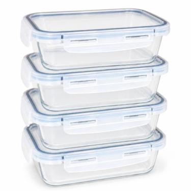 Imagem de Kit 4 Pote Vidro Hermético 1040ml Organizador Forno Frezeer - LP HOUSE