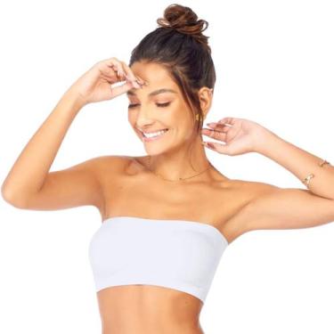 Imagem de Top Faixa com Bojo Removível Sem Costura Zee Rucci, GG, Branco
