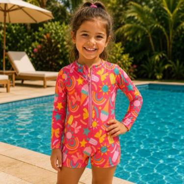 Imagem de Macaquinho Maiô Infantil Menina Menino Natação com Proteção UV50 Estam