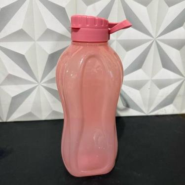 Imagem de Garrafa térmica de plástico rosa 2 litros com tampa e alça para água s