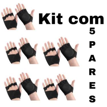Imagem de Kit Com 5 Pares Luva Para Musculação Academia Ginástica Levantamento d