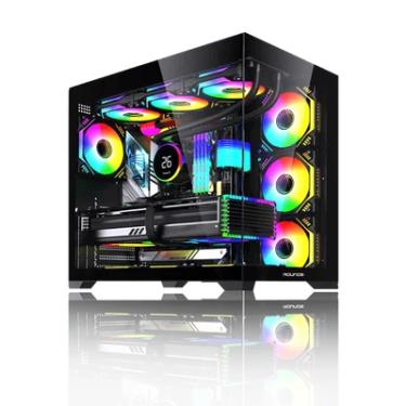 Imagem de Gabinete Gamer Round5 Genos Black (atx / Aquario / Frontal Vidro / Sem Fan)