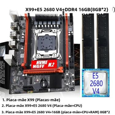 Imagem de Kit De Placa-Mãe Para Jogos X99 Com Xeon E5 2680 V4, 16GB DDR4, M.2 NV