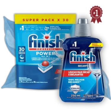 Imagem de Kit Finish Detergente em Tablete 10/13/26/30tabs e Secante 250ml para 