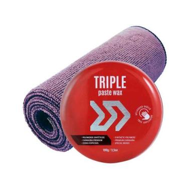 Imagem de Kit - Cera Automotiva Triple Paste Wax e Flanela Microfibra Roxa 275gs