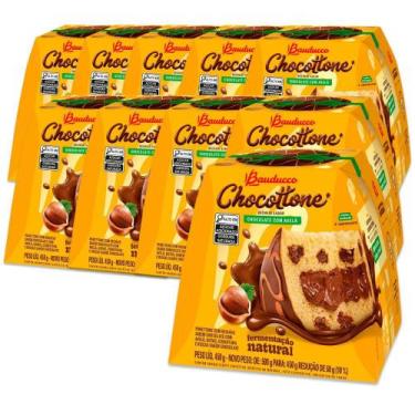Imagem de Chocotone Bauducco Kit 10 Panetones Chocolate e Avelã 450g