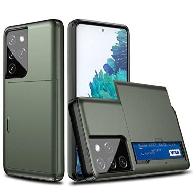 Imagem de Capa de suporte para slots de cartão deslizante para Samsung Galaxy S21 S30 S20 FE Note 20 Ultra 10 9 8 S10 5G S9 S8 Plus S10E S21 Capa Funda, verde do exército, para Galaxy S10 5G