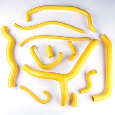 Imagem de LUXERAD Kit de tubo de refrigeração de silicone com desempenho de 3 camadas 4,5 mm para radiador de refrigeração compatível com VFR800 2002-2008 (Amarelo)