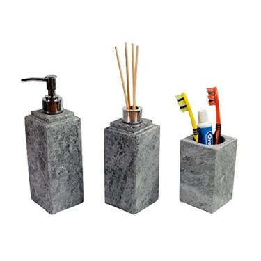 Imagem de Industria São Jose Kit Banheiro Bancada Lavabo Luxo em Pedra Sabão N01 Prata