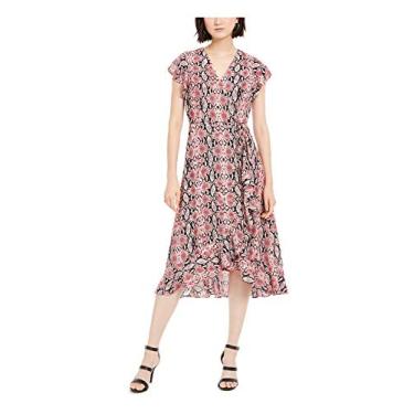 Imagem de Adrianna Papell Vestido feminino estampado de pele de cobra, Vermelho Multi, 6