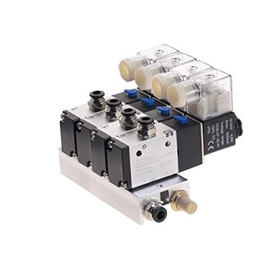 Imagem de Válvula de solenóide de ar pneumática 2way 3way 4way 5way combinação 3v210-08 DC12V DC24V AC110V AC220V YYDFPIIA (Color : 4Way 3V210 w 4mm, Specification : DC 24V)