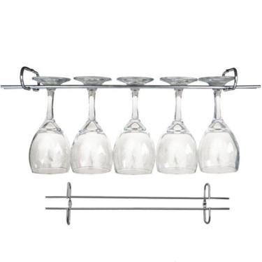 Imagem de 3 Suportes Taças Cromado Decoração Adega Bar Vinho 25cm