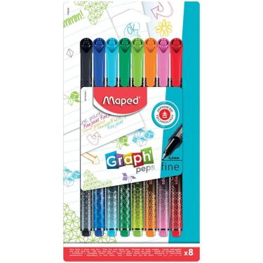 Imagem de Caneta Hidrográfica, Maped, Graph`  8 cores, ponta fina 0.4mm