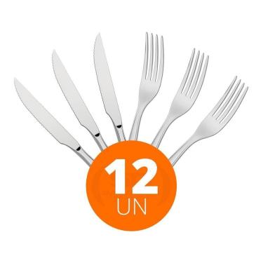 Imagem de Jogo Faca E Garfo Luxo Laguna 12 Pç Aço Inox Itop Tramontina