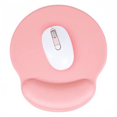 Imagem de Tapete de rato ergonómico Hsurbtra com apoio de descanso de pulso, tapetes de rato de gel com base de PU antiderrapante, tapete de espuma de memória para alívio da dor para computador portátil, artigos de escritório bonitos acessórios de descoloração ouro rosa