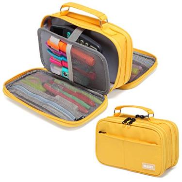 Imagem de Estojo Lápis, VASCHY Suporte Organizador de Bolsa de Lápis Grande para Ensino médio, Trabalho, Material Escolar de Organização de Escritório,Amarelo
