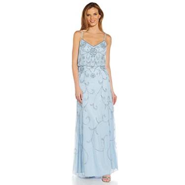 Imagem de Adrianna Papell Vestido Blouson feminino com contas, Céu elegante, 44