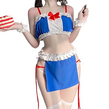 Imagem de Female cosplay sexy maid underwear Japanese Lolita anime babydoll naughty cute pajamas (blue)